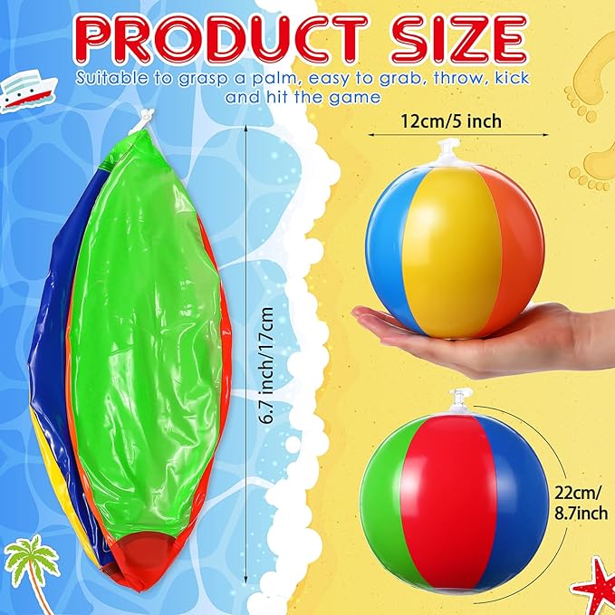 Zhanmai 100 Pack Inflatable Beach Balls 5 Inch Summer Beach Ball Pool Party Toy for Kids and Adults Blow Up for Party Favor Daily Game Toys Birthday Decorations (Rainbow Color)