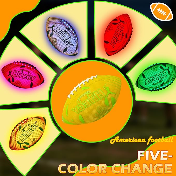 Glow in The Dark Football Light Up Football | USB-C Rechargeable LED Ball with Pump | Night Game Ball for Indoor & Outdoor Play | Gift Ready for Boys & Kids (with a Bag)