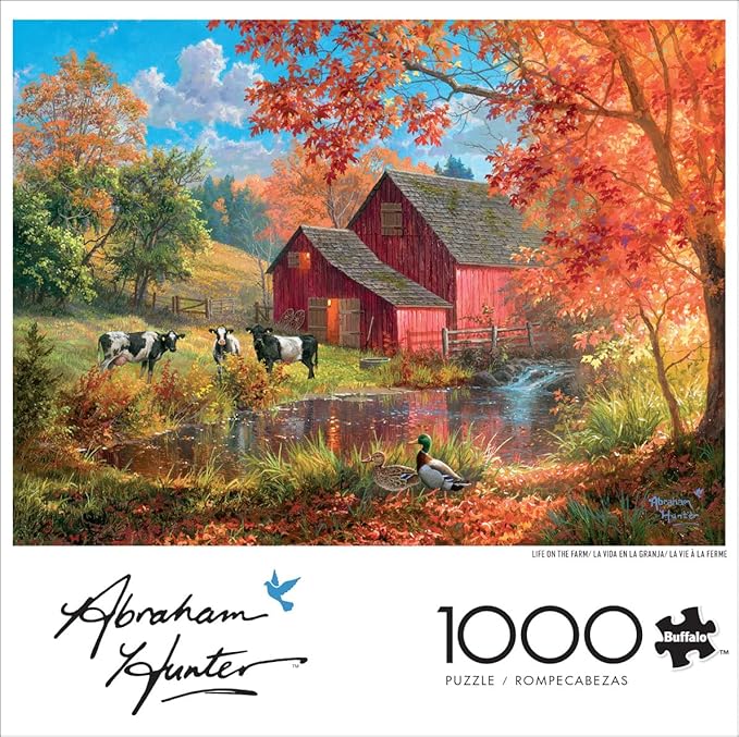 Buffalo Games - Life on the Farm - Abraham Hunter - 1000 Piece Autumn Jigsaw Puzzle - Colorful Fall Puzzles for Adults – Beautiful, Seasonal Artwork, and Hours of Relaxing Fun