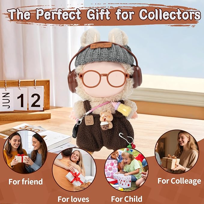 8-Piece Set Dolls Clothes(NO Doll), 17cm Dolls Cute Outfit Accessories, Small Clothes Set for Doll, Gift for Women(Brown)