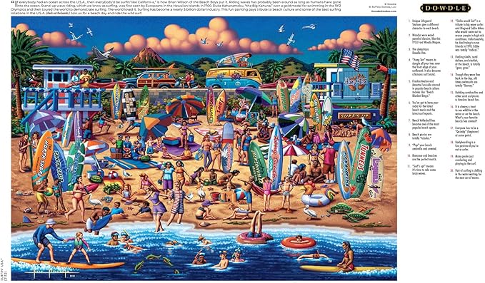 Buffalo Games - Dowdle - Dowdle: Surfin' USA - 2000 Piece Jigsaw Puzzle for Adults Challenging Puzzle Perfect for Game Nights - Finished Size is 38.50 x 26.50