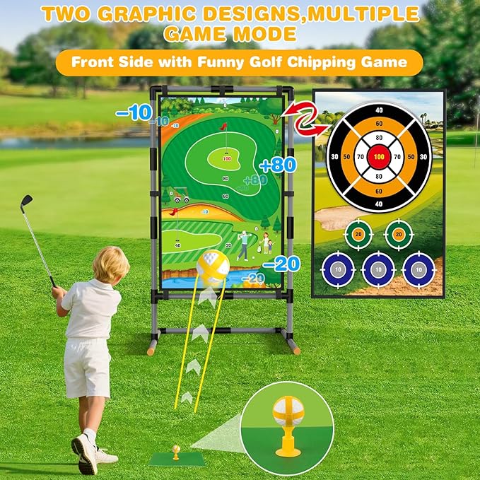 Golf Chipping Game Set – Double-Sided Mat with Stand, Fun Practice Game for Kids & Adults, Indoor & Outdoor Use