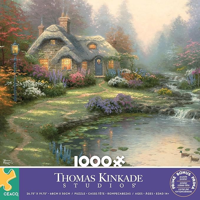 Ceaco - Thomas Kinkade - Everett's Cottage - 1000 Piece Jigsaw Puzzle - Relaxing and Fun Activity for Adults