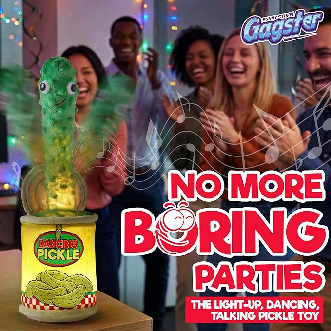 Gagster Dancing Pickle – Sings, Repeats What You Say & Tells Jokes – Hilarious Electronic Yodeling Pickle – Dance, Weird Random Stuff for Anyone Who Loves Funny Gag Gifts