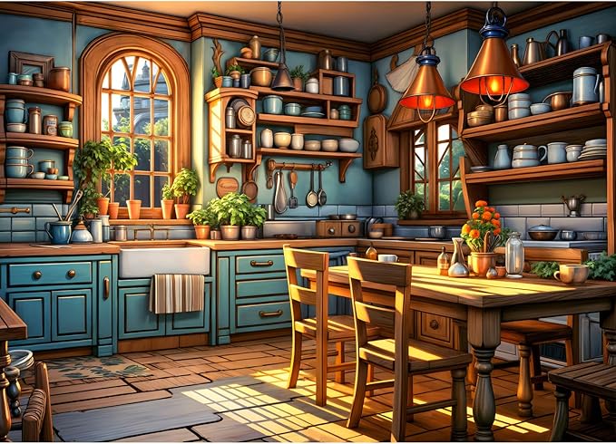 Warm Kitchen - Puzzles for Adults 1000 Pieces, Jigsaw Puzzles for Adults 1000 Piece, Challenging Game Toys, Impossible Puzzle, Family Decoration Puzzle