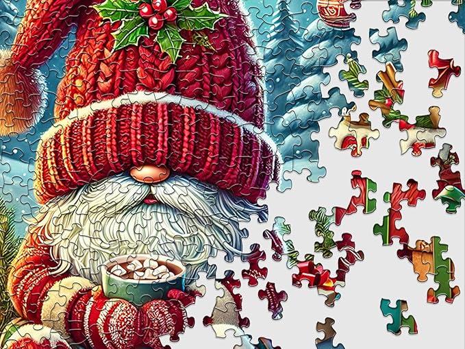 Springbok Hot Cocoa Season 500 Piece Jigsaw Puzzle for Adults - Christmas Gnome - Unique Cut Pieces - Made in USA