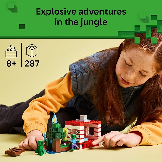 LEGO Minecraft The TNT Jungle House Building Toy - Minecraft Toy for Boys and Girls, Ages 8+ - Gift for Birthdays - Video Game Playset for Fans - 21275