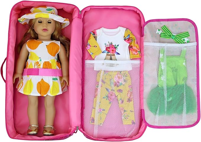 ZITA ELEMENT Doll Travel Carrier Case - Crossbody Shoulder Bag for 18 Inch Doll Accessories with Multi-Pocket, Storage Closet Wardrobe Makeovers
