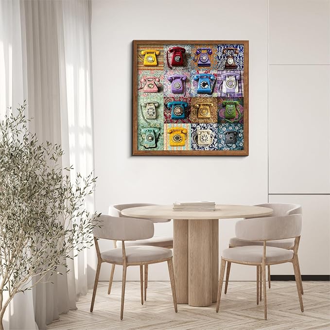 PICKFORU Retro Telephone Collage Jigsaw Puzzles 1000 Pieces, Colorful Wired Telephones Puzzles for Adults, Vintage Art Collection Jigsaw Puzzle