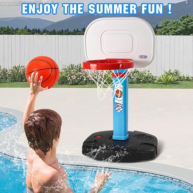 Toddler Basketball Hoop Indoor Outdoor for Kids 1-3, Height Adjustable Kids Basketball Hoop with 3 Balls, Portable Mini Basketball Goal Yard Pool Sport Toys for Baby Boys Girls Age 3 4 5