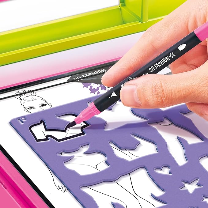 Canal Toys Style 4 Ever Fashion Design Studio, Design Your own Fashions, Design Sheets with Stencils, Stickers, and Fabrics, Add Colors, Patterns, and Textures, All Organized in The Stylish Studio