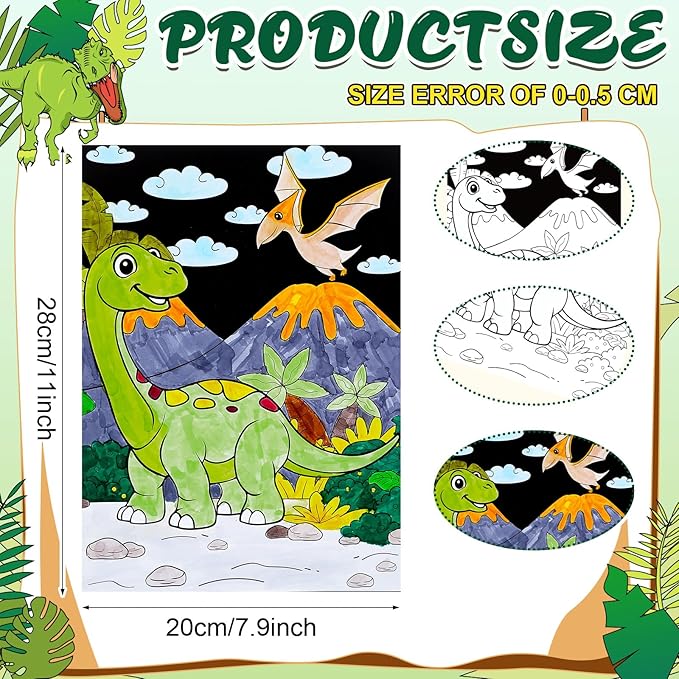 Zhanmai 30 Pcs Funny Color Your Own Dinosaur Posters DIY Dinosaur Crafts Color Your Own Poster Bulk for Holiday Home Party Activities