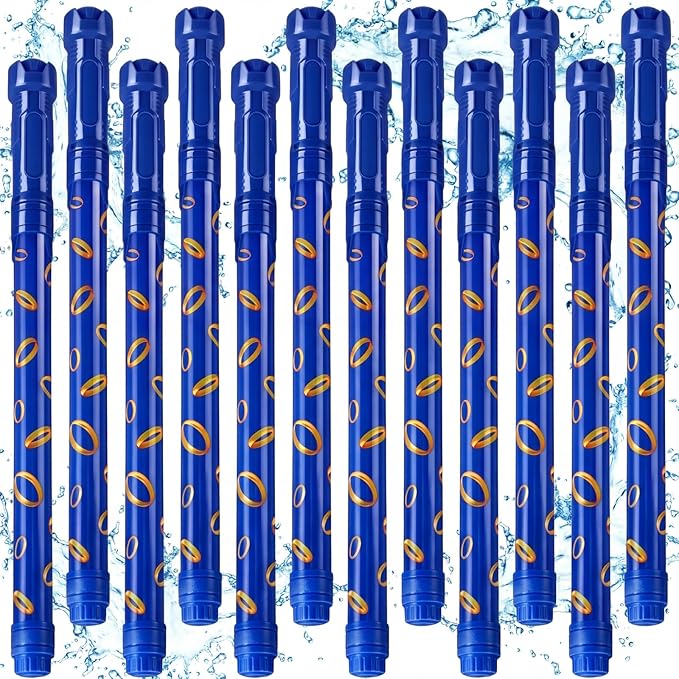12 Pack Blue and Golden Rings Water Blaster 15.75 in Water Shooter Blasters Gun Party Favors for Kids Summer Outdoor Swimming Pool Backyard Beach Summer Games
