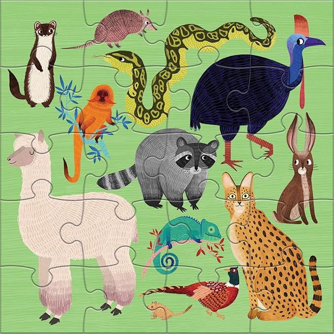 Mudpuppy Land & Sea Animals - Tri Fold Magnetic Puzzles Featuring Two 20 Piece Animal Themed Artwork