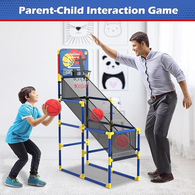 EagleStone Kids Basketball Hoop Arcade Game W/Electronic Scoreboard Cheer Sound, Basketball Hoop Indoor Outdoor W/4 Balls, Basketball Game Toys Gifts for Kids 3-6 5-7 8-12 Toddlers Boys Girls