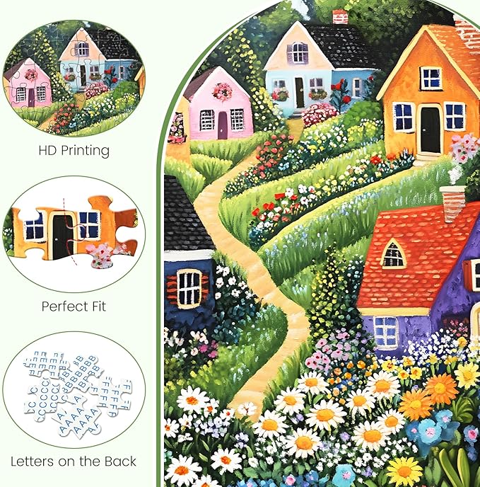 300 Piece Puzzles for Adults, Idyllic Village Jigsaw Puzzles, Blooming Garden 300 Piece Puzzle, Perfect for Family Time, Home Wall Decor, Great Gift for Adults, Kids, Seniors, 20.5 x 15 in