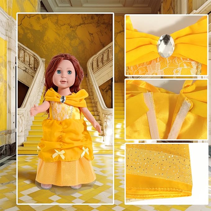 WONDOLL 18 inch Doll Clothes and Accessories, Pricess Costumes Dress, 6 Pieces, 18 inch