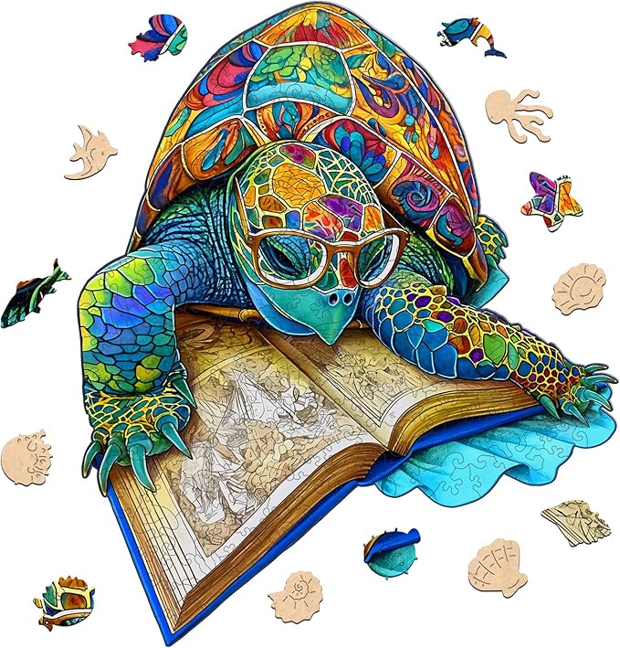 Bovearto Turtle Puzzle, Turtle Wooden Puzzles for Adults, Ocean Puzzle Unique Shaped Brain Teaser Puzzles for Kids 207 Pieces (11"*11.2")