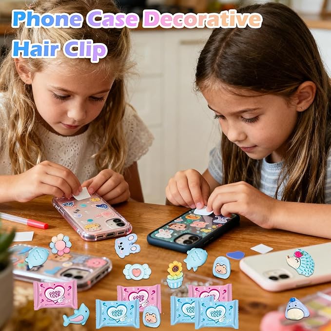 50PCS Blue Series Cartoon Resin Mystery Blind Bag – Mini Cute Figures for Kids Crafts, Tiny Random Toy Charms, DIY Phone Case Decorations, Surprise Collectible Resin Miniatures Variety Pack