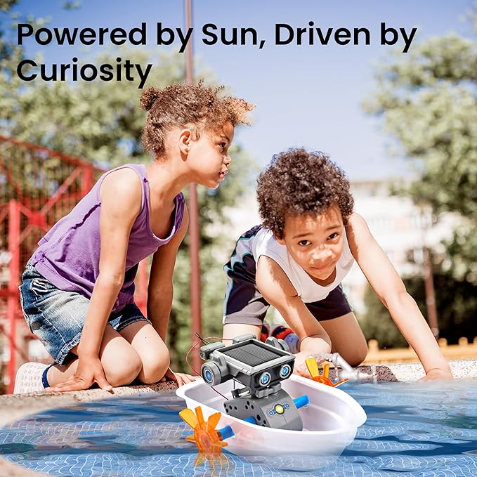 Sillbird Solar Robot Building Kit STEM Gift for Boys Aged 8-13, 15-in-1 DIY Science Educational Robotic Toy for Kids Teens Birthday, Powered by the Sun or Battery with 212 Pieces