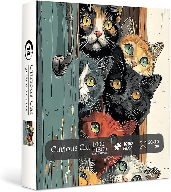 Cat Puzzles for Adults 1000 Pieces, Colorful Cats Jigsaw Puzzles, Challenging Animal Cute Kitten Puzzle as Home Wall Art
