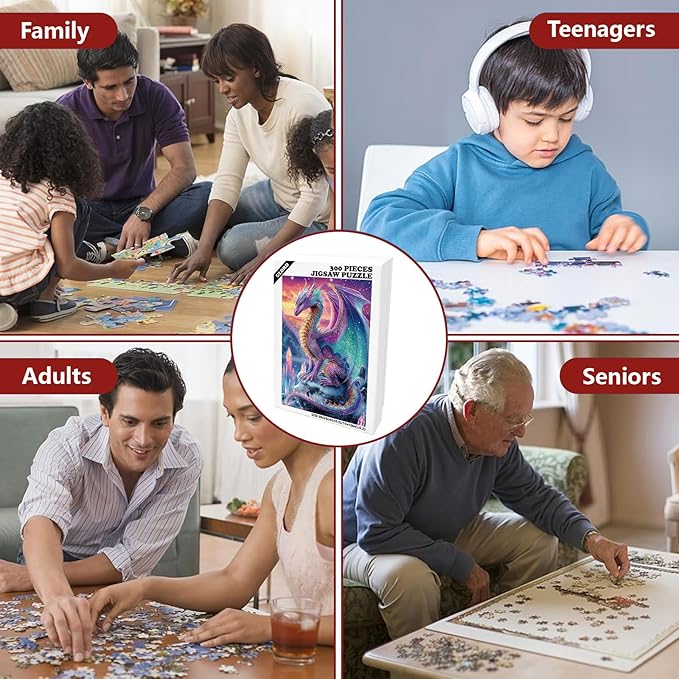 Great Jigsaw Puzzles for Adults 300 Pieces Crystal Dragon Puzzles for Adults Toys Gift Family Decoration Kids Puzzle