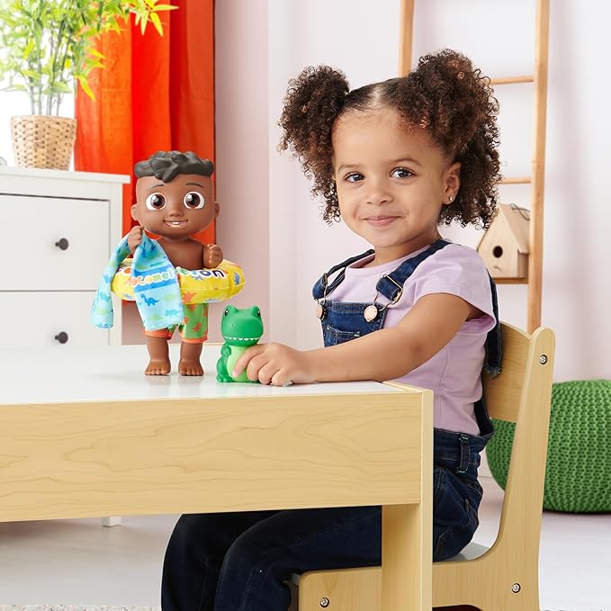 CoComelon - Splish Splash Cody Doll with Dino Bath Squirter and Water Accessories - Water Play - Toys for Kids and Preschoolers - Amazon Exclusive