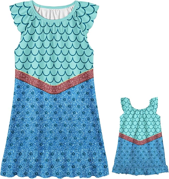 LQSZ Doll and Girl Matching Nightgown Outfit Pajamas Nightie Nightgown for Girls and Dolls Clothes