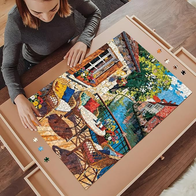 Puzzle for Adults 1000 Pieces, Riverside Scenery Puzzle, Challening Impossible Difficult Hard Fun 1000 Pieces Jigsaw Puzzles for Adults