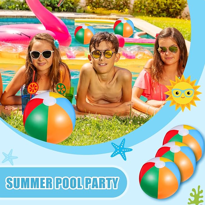 Tatuo Beach Balls 3 Pcs 12 Inch Inflatable Ball Beach Ball Swimming Pool Ball Enjoyable Pool Float Balls for Outdoor Activity Birthday Summer Party Favors Water Toys (Classic Style)