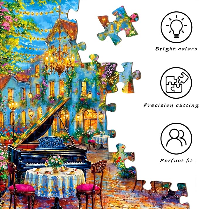 ChalzidarJigsaw Puzzles for Adults 1000 Pieces, Impossible Difficult Hard Fun 1000 Piece Jigsaw Puzzles for Adults-1:1 Poster-Romantic Piano