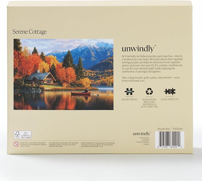 Serene Cottage Jigsaw Puzzle for Adults – 1000 Piece Puzzle with Bonus Poster Included, Unique Design & Vibrant Colors