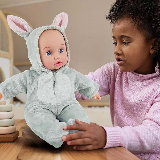 SMILESSKIDDO Baby Doll Clothes - 5 Sets Super Soft Animal Styling Dolls Outfits Jumpsuits for 14 to 18 Inch New Born Babydoll, Baby Doll Accessories Clothes for 14 16 18 Inch
