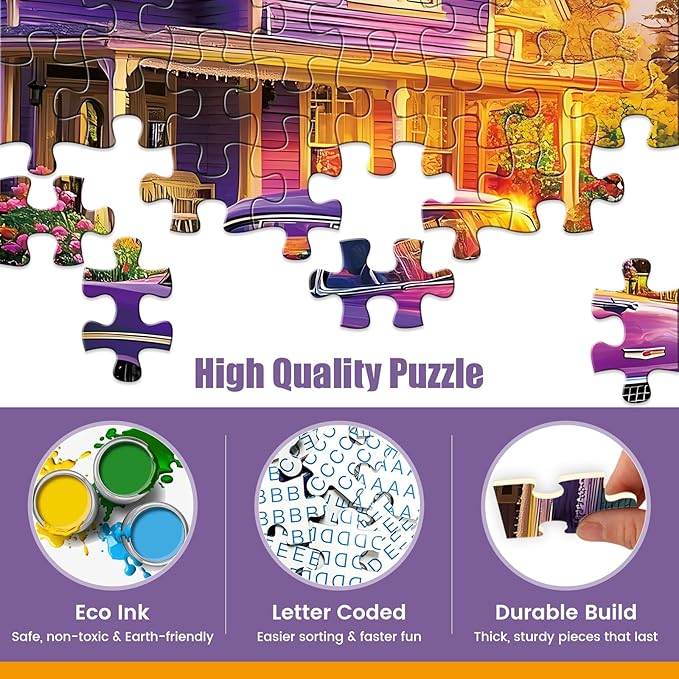 500 Piece Puzzle for Adults - City at Dusk Puzzles| Recycled Cardboard Car Jigsaw Puzzles | Challenging Family Activity Great Gift Idea for Family Friends | Difficult Puzzle Size 20.5X 15 in