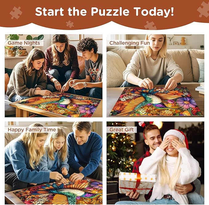 Adult Puzzles 300 Pieces, Hummingbird Floral Jigsaw Puzzles for Kids Adults Seniors 300 Pieces, Glossy Sturdy Vibrant Puzzle 300 Piece, Challenging Puzzle Great Gift for Family Friends