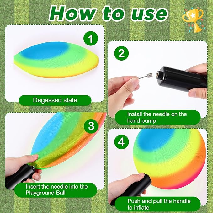 Jenaai 18 Pcs Sports Kickball Set Includes Playground Ball 5 Rubber Throw Down Bases Ball Pump Scoreboard Net Bag 10 Foul Line Cones for Adults Playground Backyard Game(9 Inch,Rainbow)