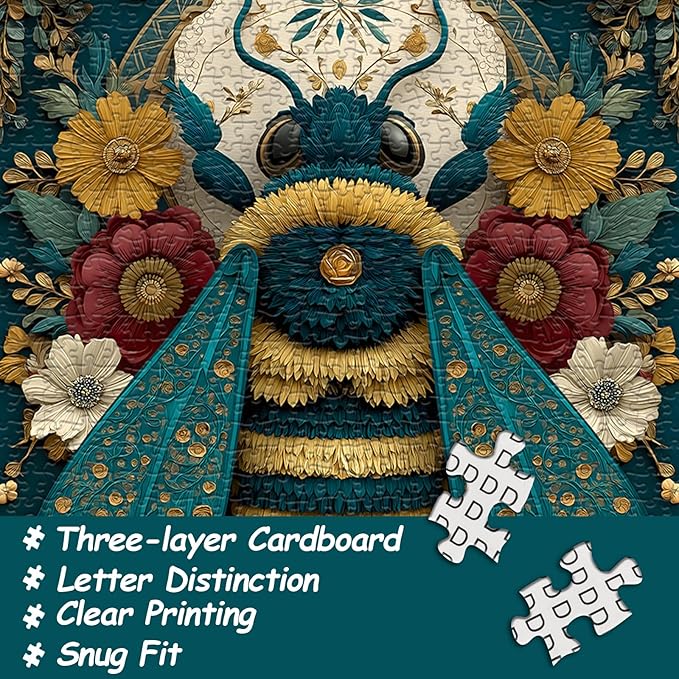 Bee Puzzles for Adults 1000 Pieces, Nature Flower Plant Jigsaw Puzzles, Cute Floral Insect Puzzle, Impossible Challenging Puzzles for Adults