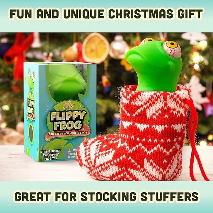 IPIDIPI TOYS Flippy Frog Squishy Eye Popping - Easter Basket Stuffers - Fun Fidget Sensory Squeeze Toy, Birthday Party Favors, Goodie Bag Stuffers for Boys and Girls