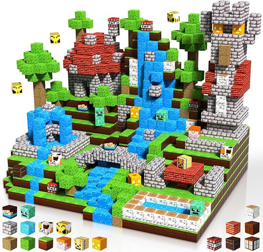 150PCS Magnetic Blocks - Magnetic Building Blocks, Magnet Cubes Toys Stacking, Build Forest World Set, STEM Montessori Sensory Toys for Kids Boys Girls Ages 3 4 5 6 7 8 9 10 Easter Birthday Gifts