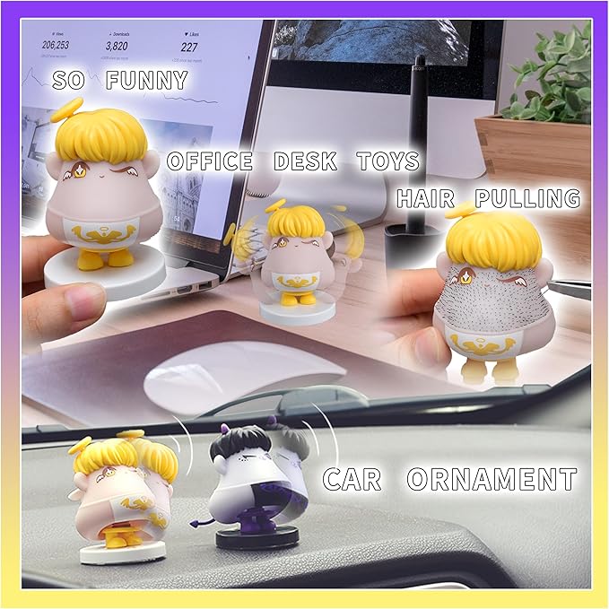 Angel Pulling Hair Fidget Toy for Halloween Christmas Party Favors Trichotillomania Picking Gag Gifts,Shaking Bobblehead Dashboard Car Accessories Dashboard Decorations Men&Women Birthday Gifts