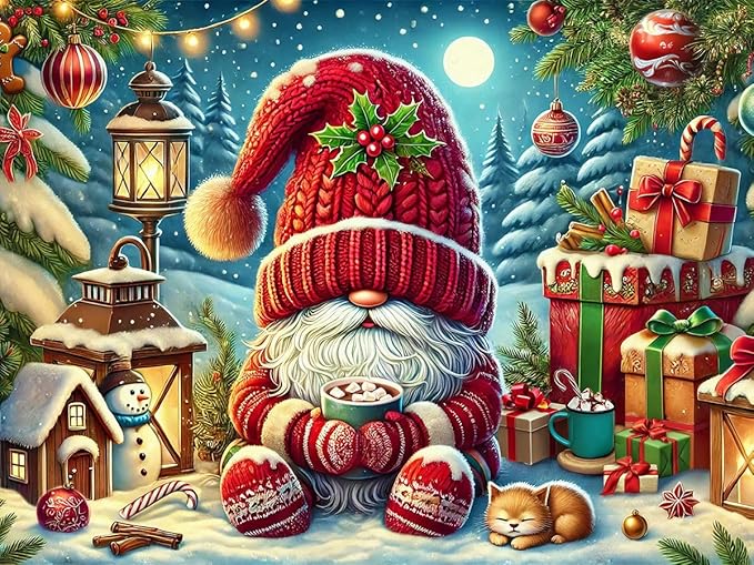 Springbok Hot Cocoa Season 500 Piece Jigsaw Puzzle for Adults - Christmas Gnome - Unique Cut Pieces - Made in USA