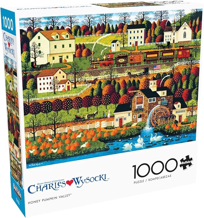 Buffalo Games – Charles Wysocki - Honey Pumpkin Valley - 1000 Piece Fall Jigsaw Puzzle - Festive Puzzle for Adults – Precision-Cut Pieces, Autumn Artwork and Hours of Relaxing Fun
