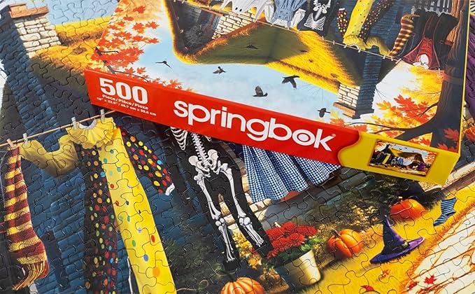 Springbok Halloween Laundry 500 Piece Jigsaw Puzzle for Adults and Family - Classic Halloween Costumes - Unique Cut Pieces - Made in USA