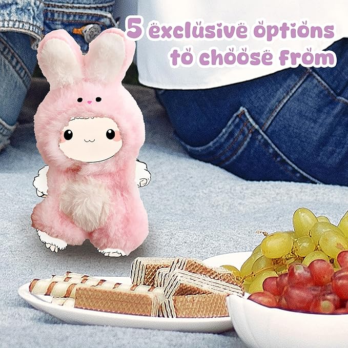 Handmade 17cm Doll Clothes - Cute Styles 15cm/17cm Dolls Outfits, Burgundy Bow - Burgundy Dress - Brown Shoes for Dress Up Gift (Little Pink Rabbit)