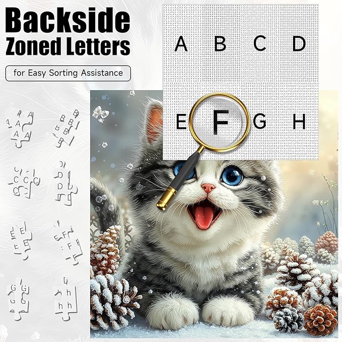 Cute Snowy Cat Puzzles for Adults 1000 Pieces, Winter Snowy Kitten Animal Jigsaw Puzzle with Letters on Back, 22.8X 22.8 Inch Wall Art, Relaxing Family Game, Easter