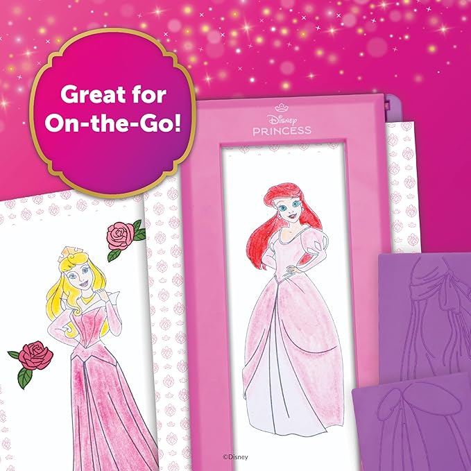 Fashion Plates Disney Princess – Mix-and-Match Drawing Kit, Arts and Crafts, Coloring, Art Supplies, Craft Supplies, Stencils, Crayons Included, Create Your Own Designs, Ages 6+