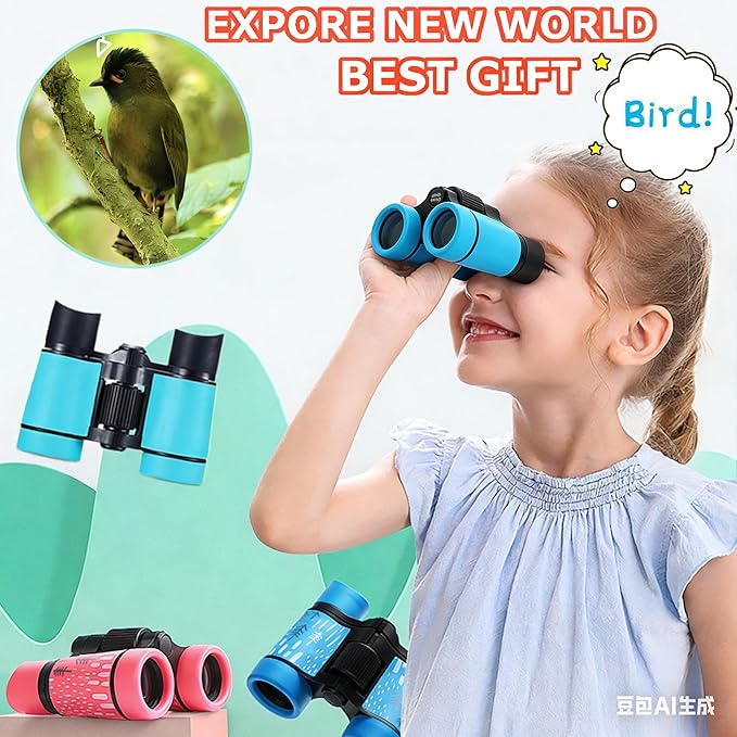 Binoculars for Kids Best Gifts for 3-12 Years Boys Girls High-Resolution Optics Shockproof Mini Kids Binoculars Toys Folding Small Telescope for Bird Watching Camping Outdoor Play