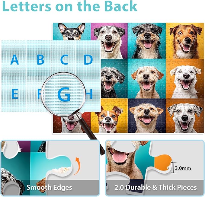 500 Piece Puzzles for Adults, Cute Dogs Jigsaw Puzzle for Adults Seniors,Recycled Cardboard Dogs Puzzle 500 Piece,Family Activity Great Gift for Family Friends 20.5 * 15 inch
