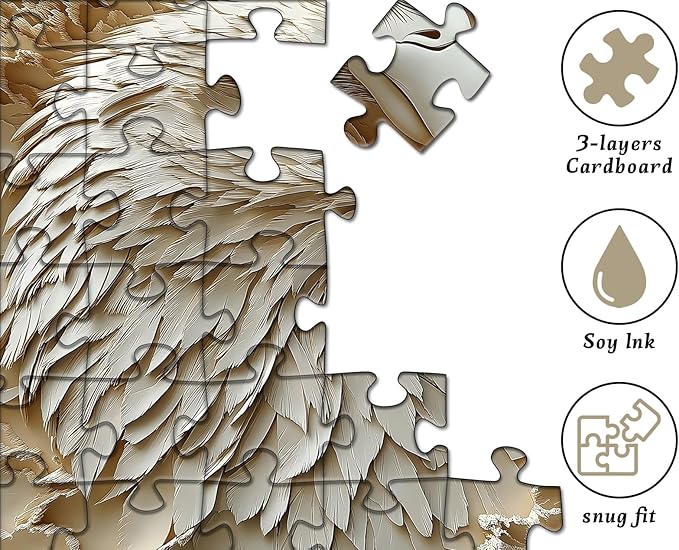Paper Eagle Jigsaw Puzzle 1000 Pieces for Adults，White Bald Eagle Paper Cut Art Bird Puzzle，Unique Impossible Animal Puzzle Hard Difficult Challenge for Adults