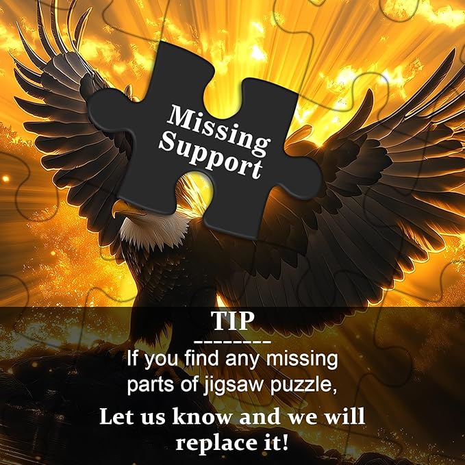 Solar Eagle Puzzle for Adults 1000 Pieces, Majestic Bald Eagle with Golden Sunrise Artwork Wings of Glory, Freedom Faith Animal Bird Jigsaw Puzzle